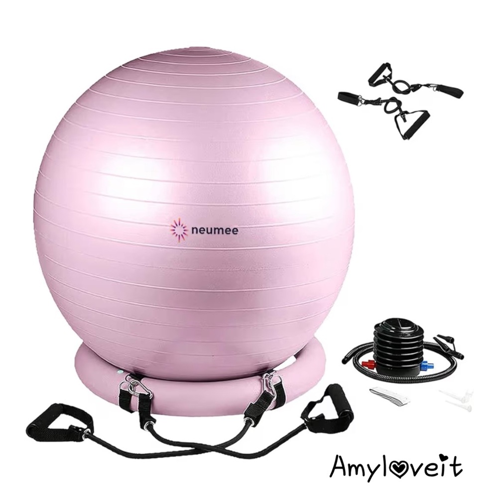 NEUMEE Yoga Ball Chair with 65cm Exercise Ball 2 Resistance Bands Stability Base
